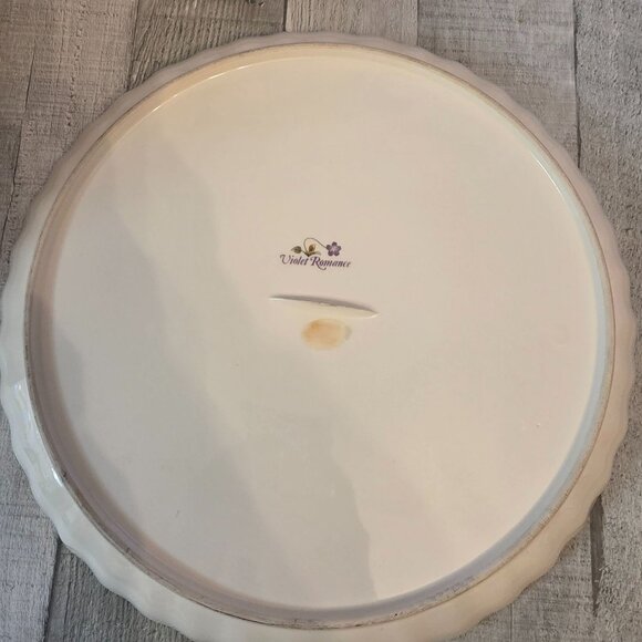 Andrea Sadek Violet Romance Floral Ceramic Cake Dish & Server Set - Picture 6 of 7